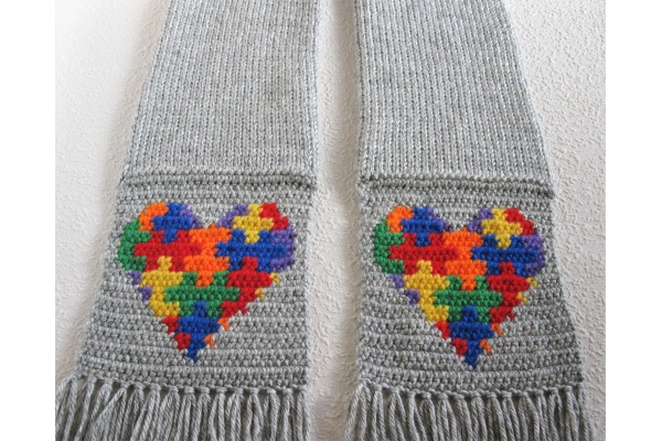 rainbow hearts scarf