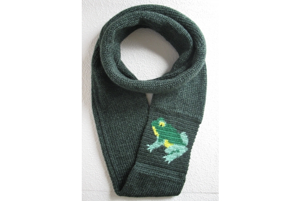 scarf with green frog