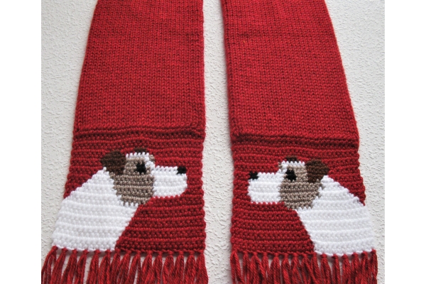 red knit dog scarf