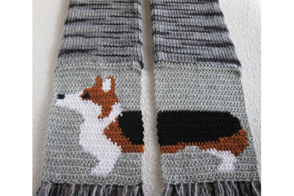 striped corgi scarf