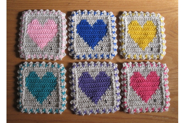 colorful heart coasters