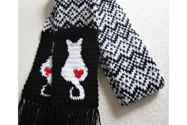 white cat scarf