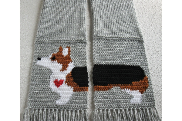 tricolor corgi scarf