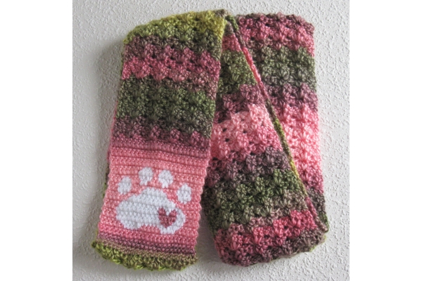 folded paw print scarf