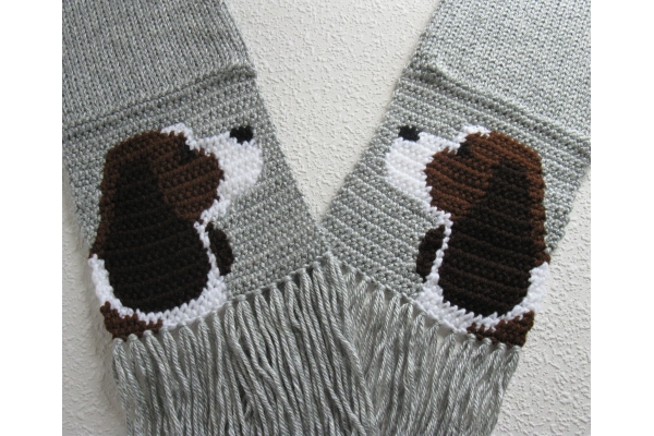 gray knit dog scarf
