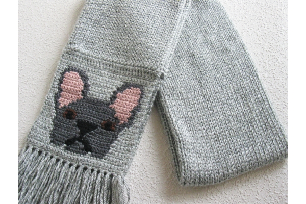 folded French bulldog scarf