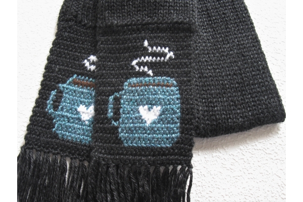 blue coffee cup scarf