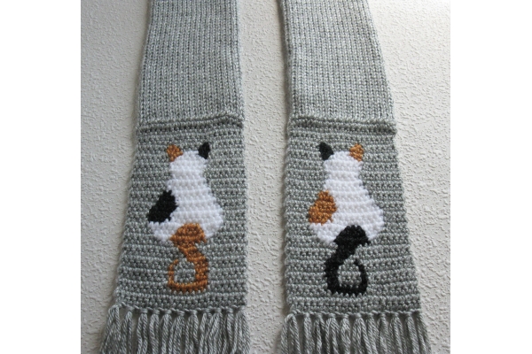 gray cat scarf