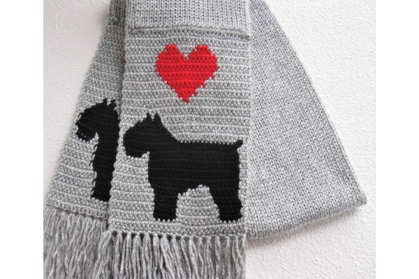 gray knit dog scarf