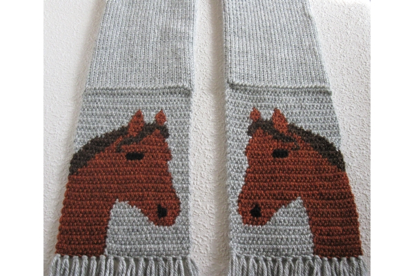gray scarf with horses