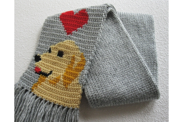 dog and heart scarf