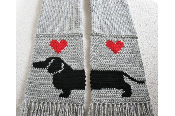 gray knit dog scarf