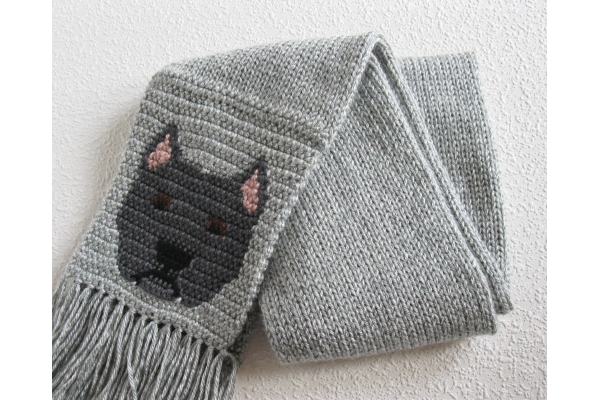 charcoal blue Pitbull dog scarf
