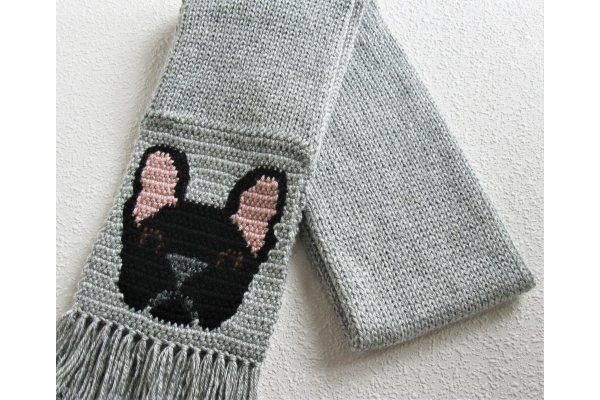 black French bulldog scarf