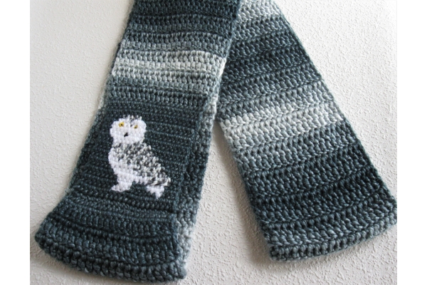 blue stripes owl scarf
