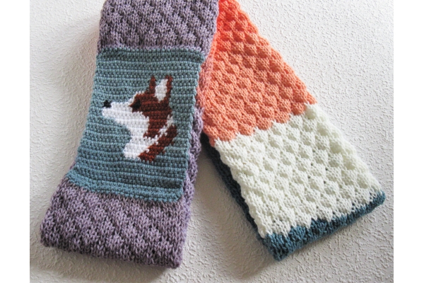 color block corgi scarf