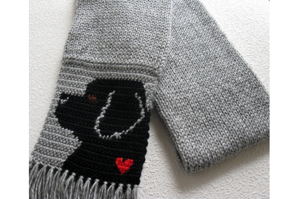 gray scarf with dogs