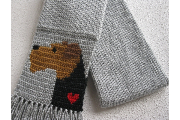 gray scarf with dogs