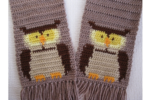 crochet owl scarf