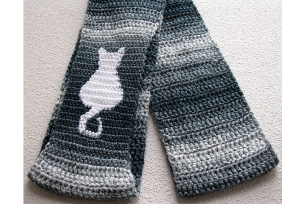 denim stripes cat scarf