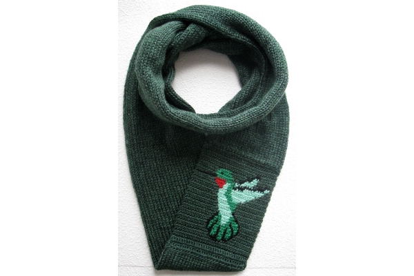 knit hummingbird scarf