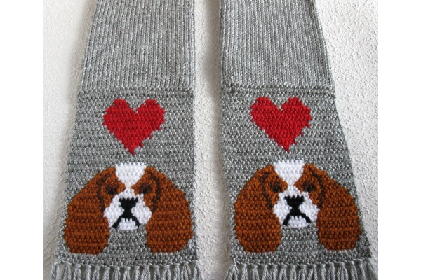 gray knit dog scarf