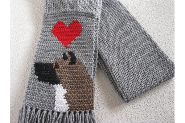 gray scarf with dogs