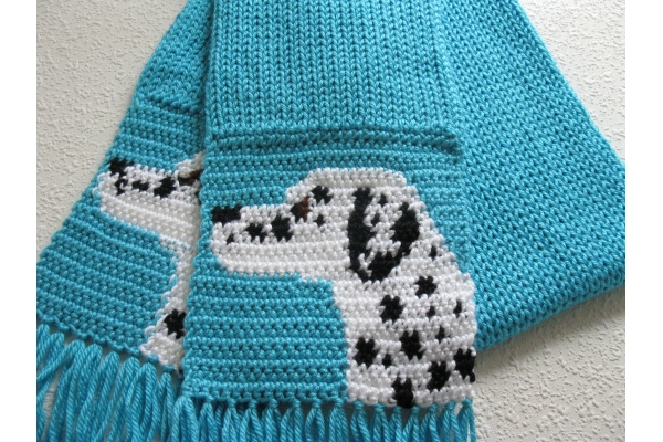 Turquoise blue scarf with Dalmatian dogs for pet lovers | hooknsaw