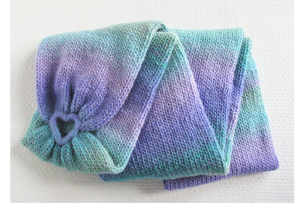 colorful knit scarf with heart