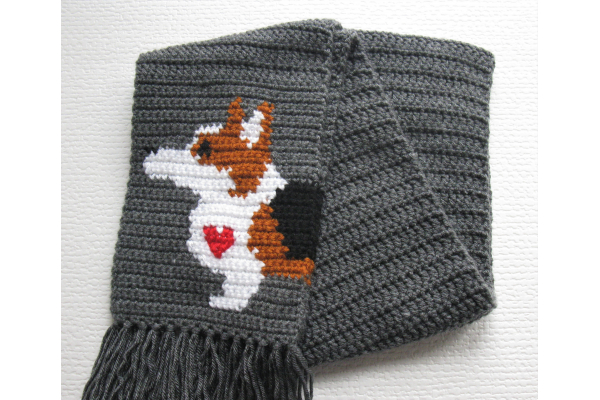 gray scarf with dogs