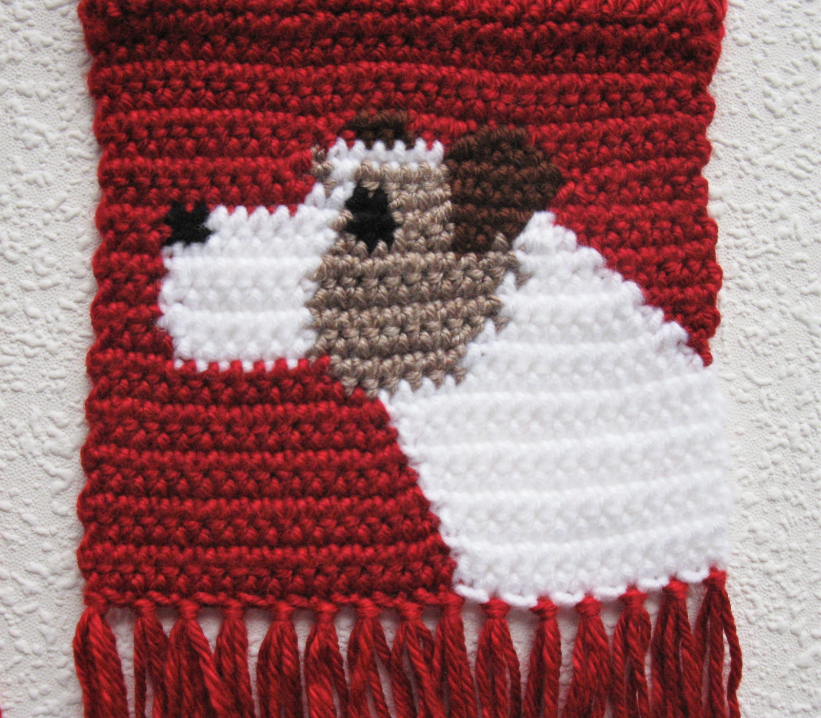 Red heather scarf with Jack Russell or Parsons terrier dogs | hooknsaw