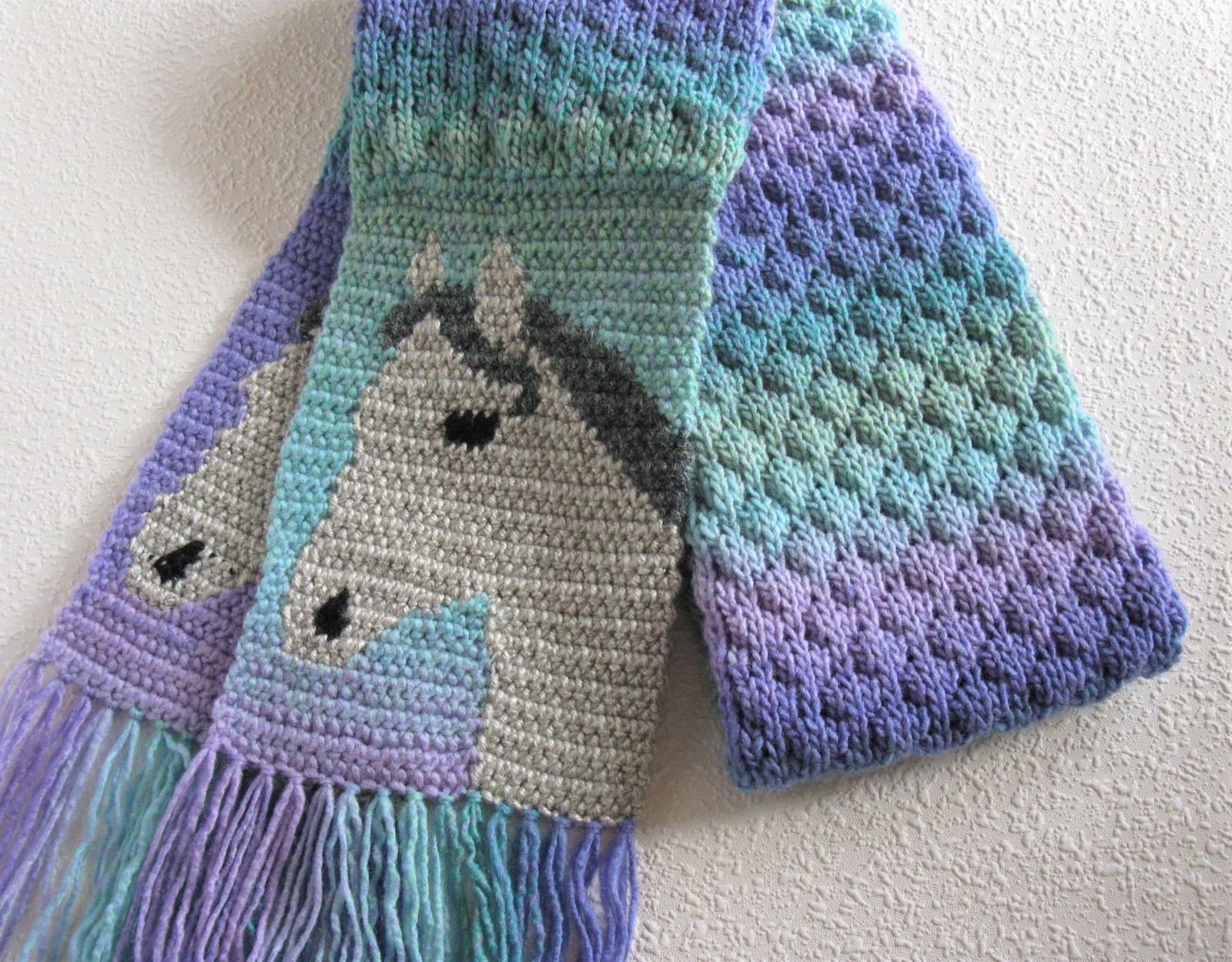 Gray horse scarf. Colorful, textured scarf for equestrians | hooknsaw