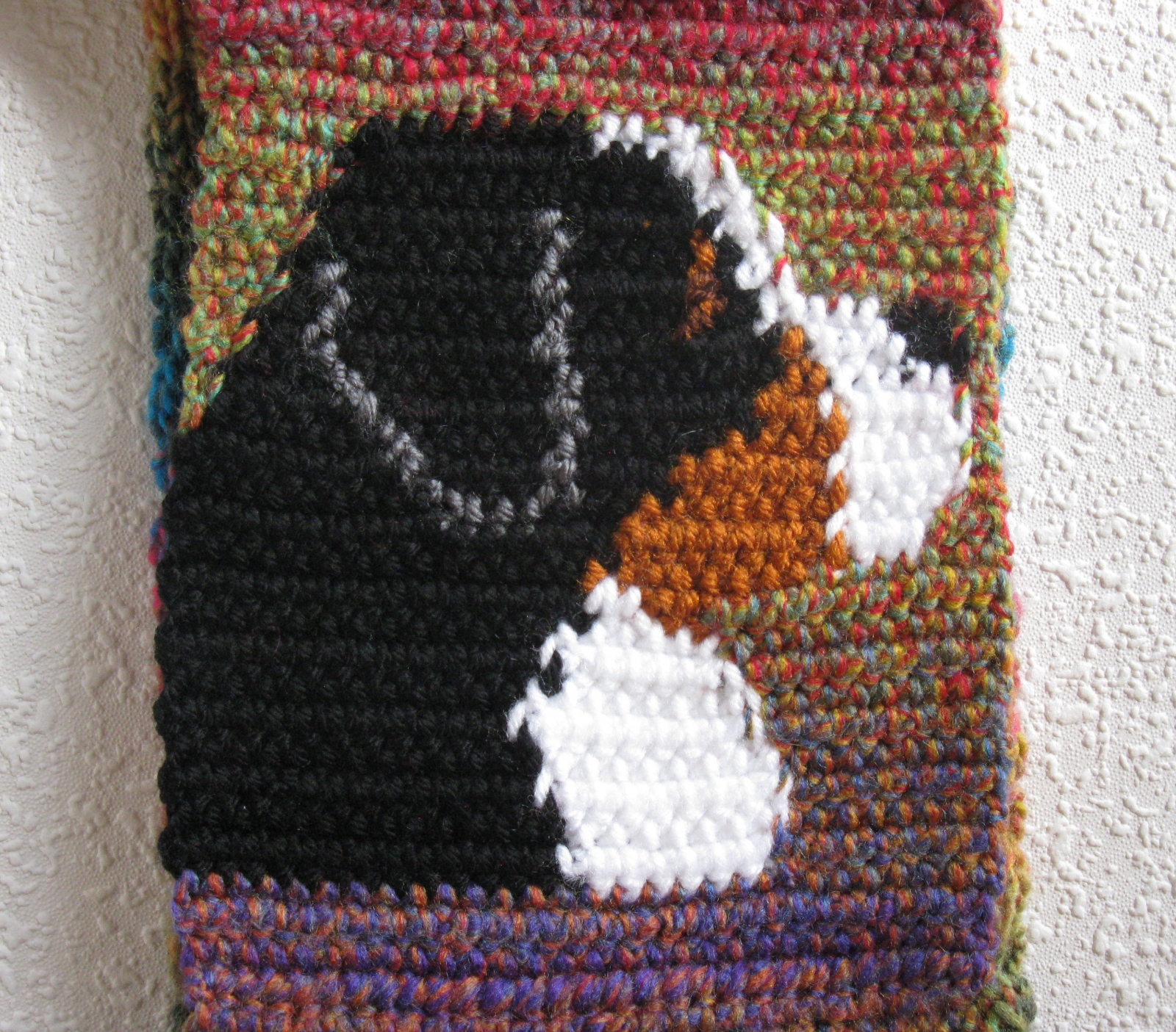 Mountain Dog infinity scarf. Colorful, knitted circle cowl with a ...