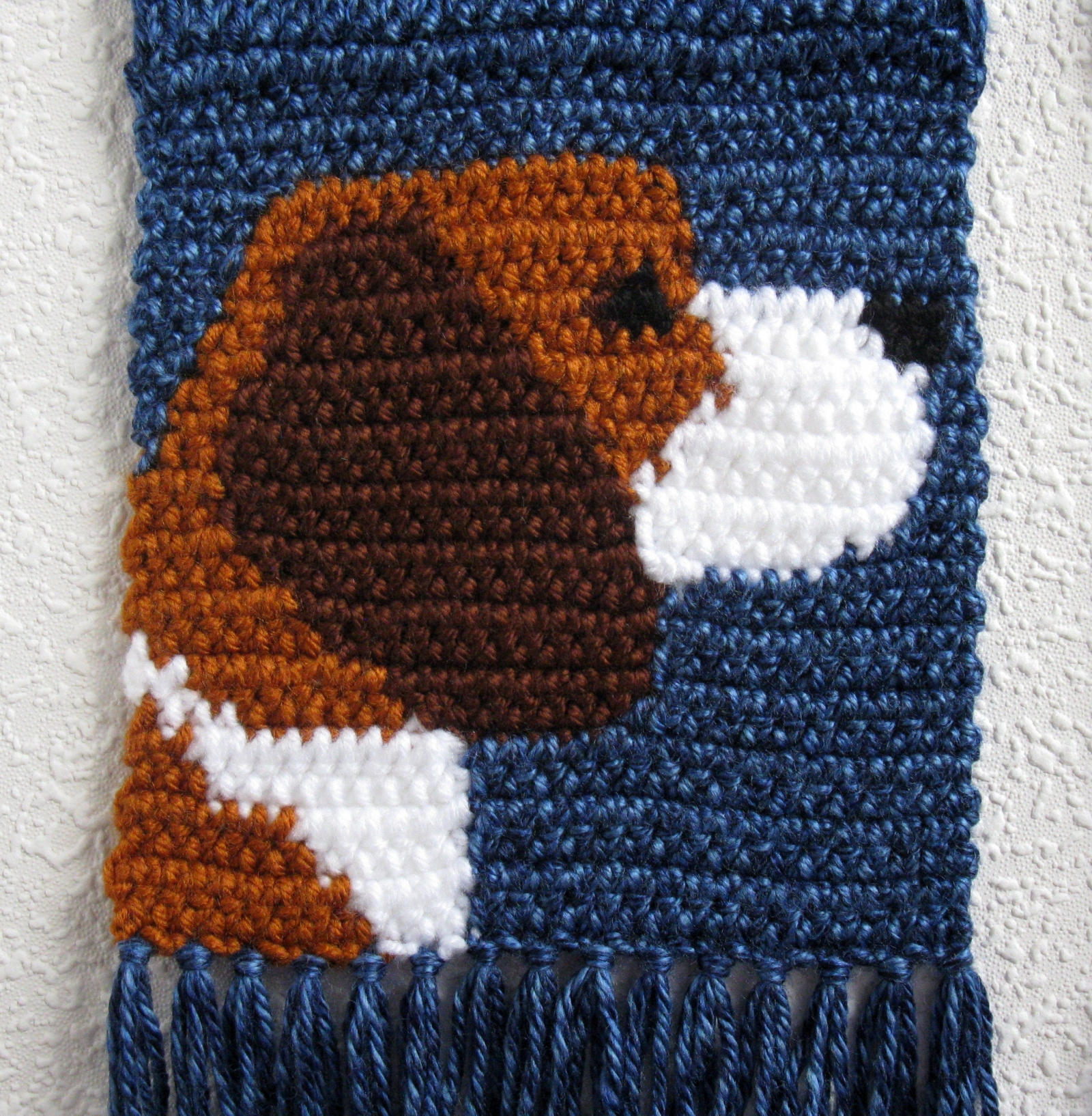 Beagle Dog Scarf. Royal blue heather, knit and crochet scarf for pet ...