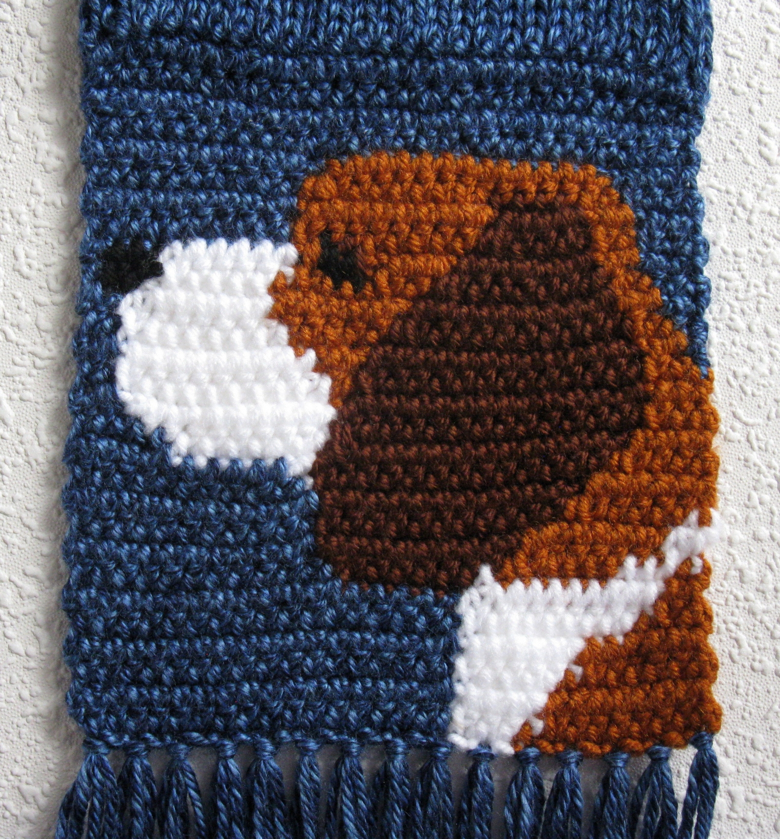 Beagle Dog Scarf. Royal blue heather, knit and crochet scarf for pet ...