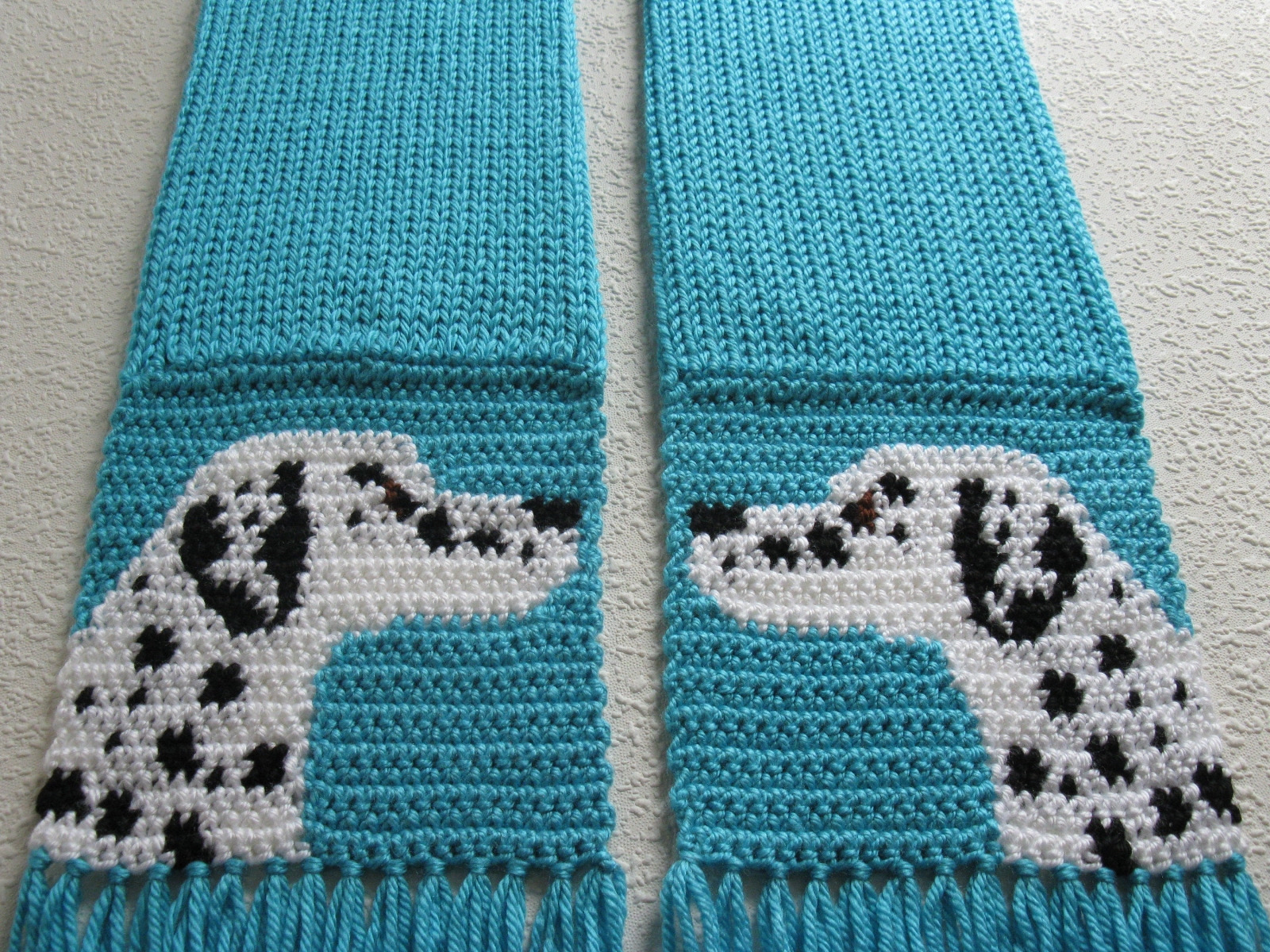 Turquoise blue scarf with Dalmatian dogs for pet lovers | hooknsaw