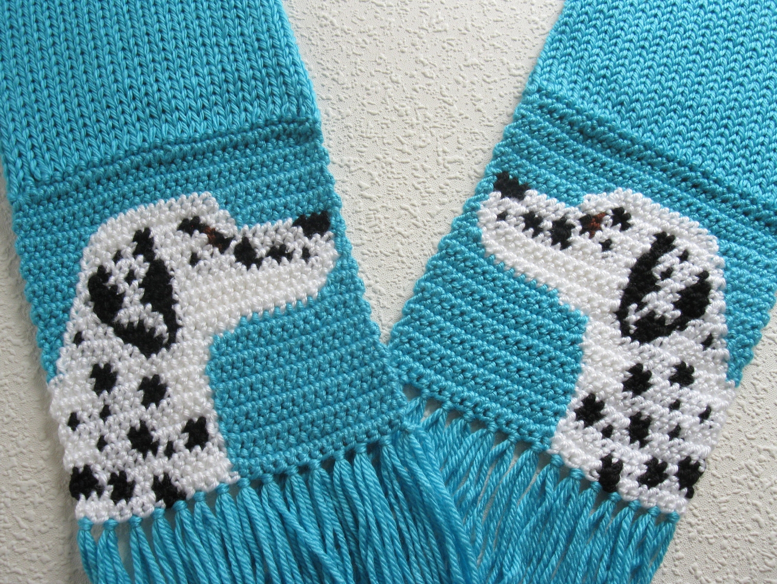 Turquoise blue scarf with Dalmatian dogs for pet lovers | hooknsaw