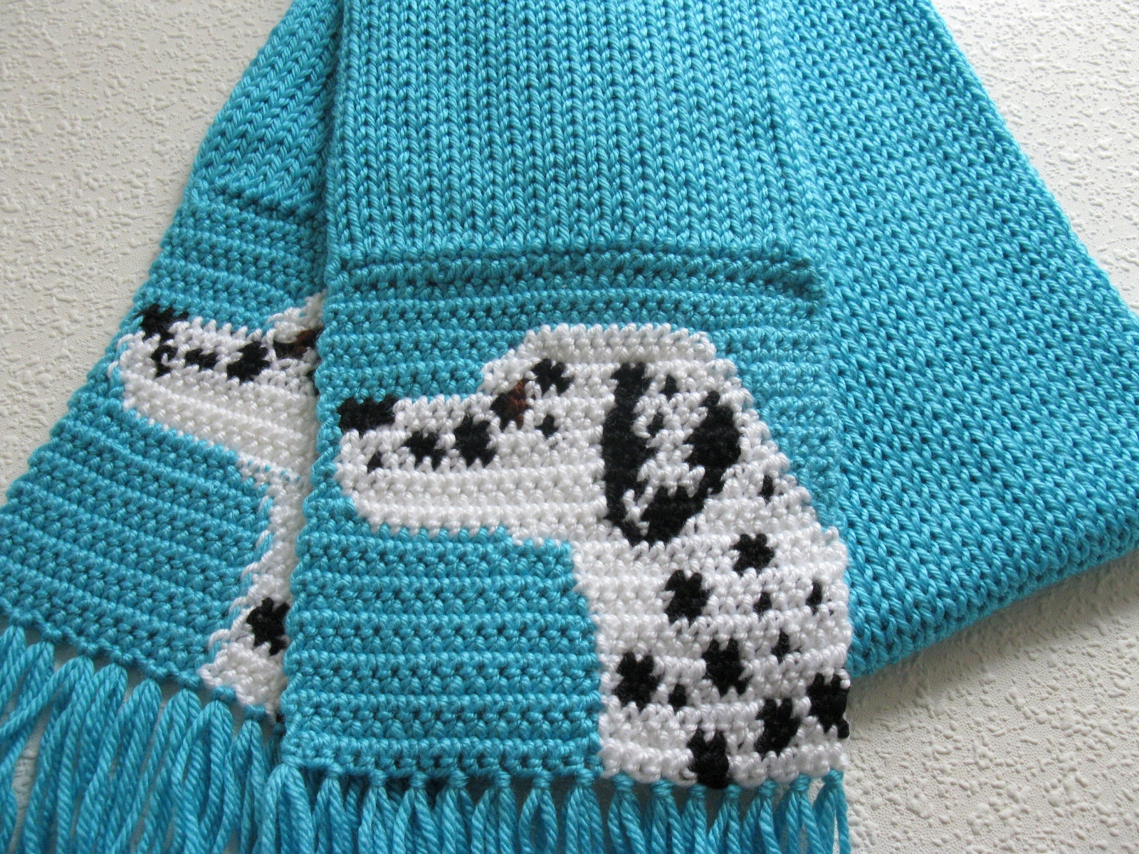 Turquoise blue scarf with Dalmatian dogs for pet lovers | hooknsaw