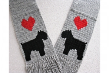 "Love My Dog" Scarves with dogs and large hearts