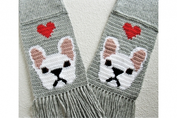 White French bulldogs scarf