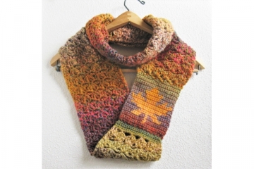 Maple Leaf infinity scarf in autumn colors
