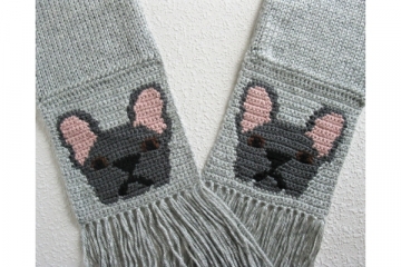 Gray French bulldogs scarf