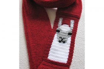 Red infinity scarf with a Llama
