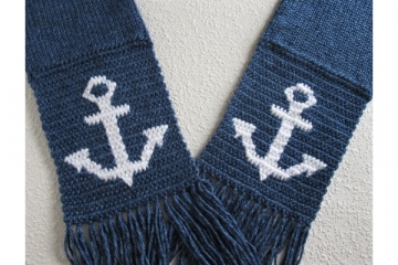 Royal blue unisex anchor scarf