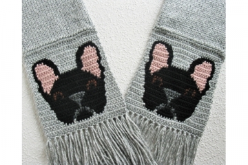 Black French bulldogs scarf