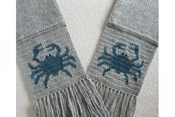 Gray scarf with blue crabs