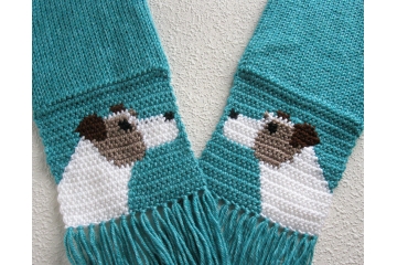 Turquoise blue scarf with Jack Russell or Parsons terriers