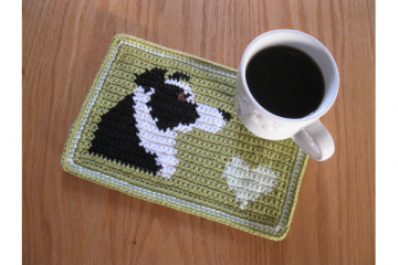 Border collie mug mat