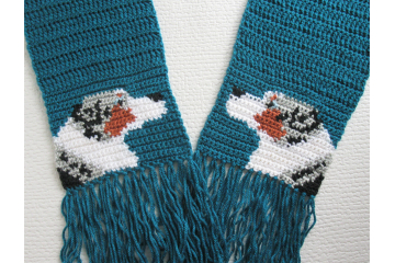 Australian Shepherd Scarf. Teal, crochet scarf with blue Merle Aussie dogs Australian Shepherd Scarf. Teal, crochet scarf with blue Merle Aussie dogs