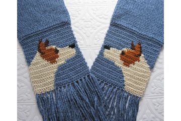 Australian Cattle Dog. Denim blue scarf with red heeler dogs for pet lovers Australian Cattle Dog. Denim blue scarf with red heeler dogs for pet lovers